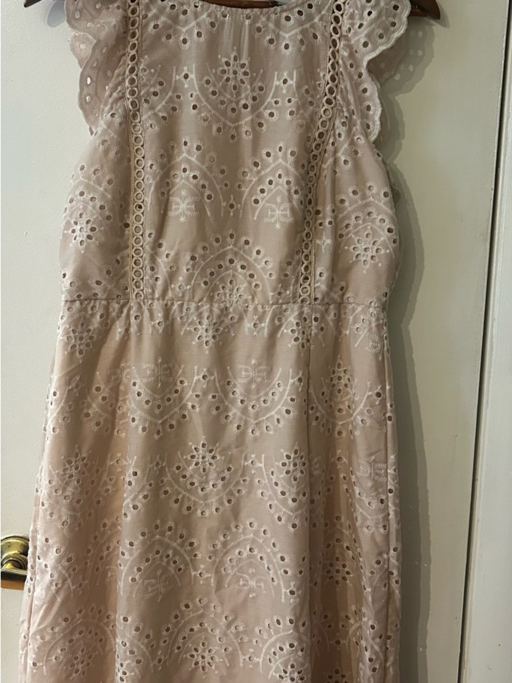 Sam Edelman Blush Eyelet Maxi Dress with Scalloped Sleeves